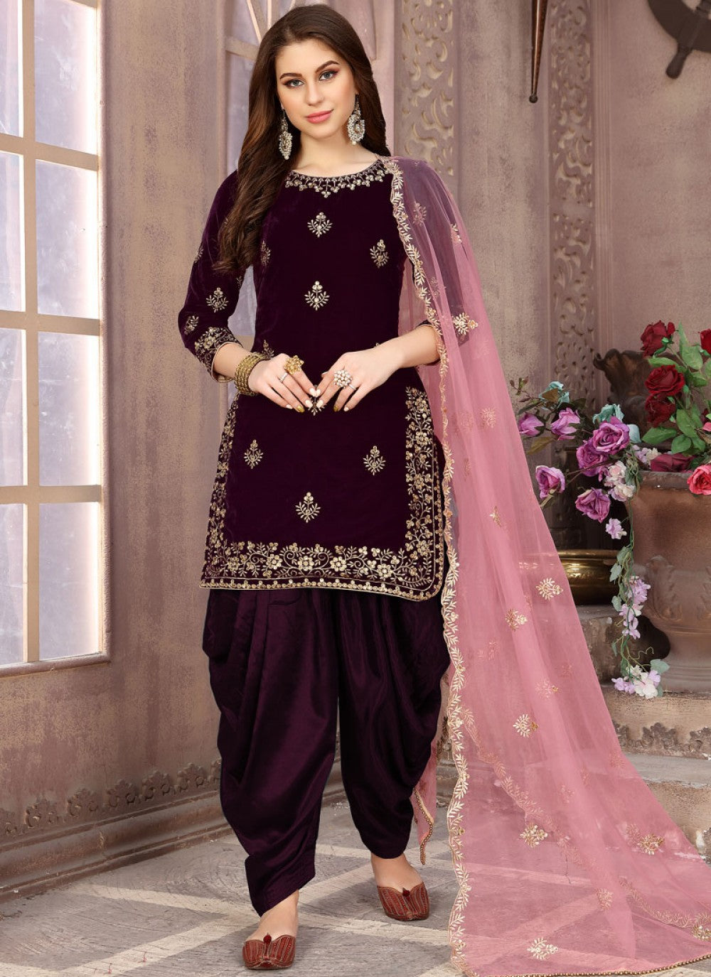 Velvet Patiala Suit - T040