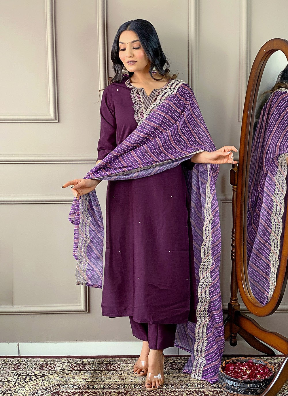 Silk, Viscose Salwar Suit - T3285