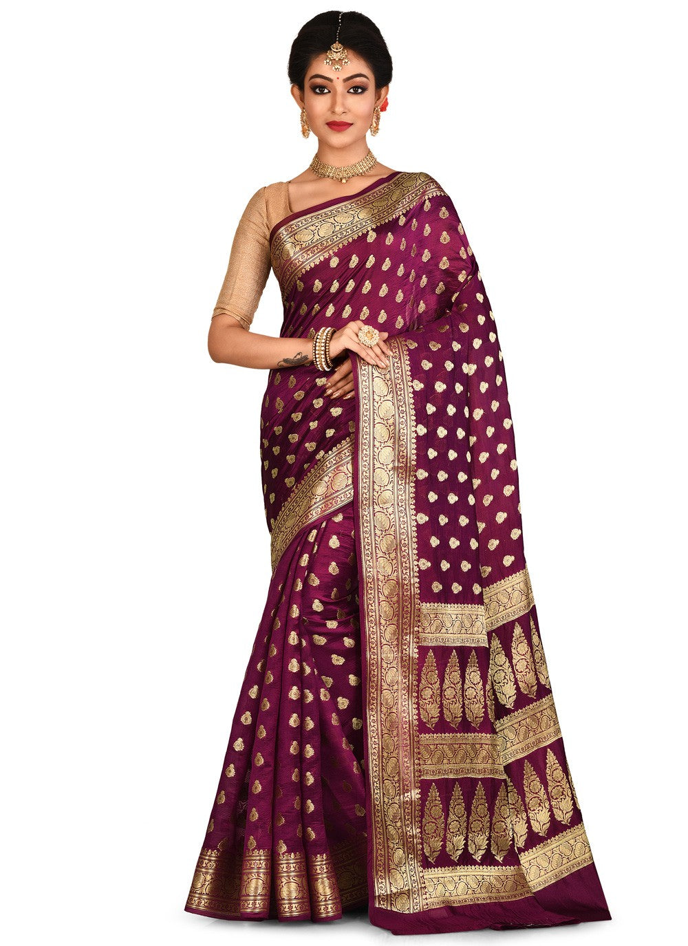 Contemporary Weaving Zari Banarasi Silk Saree - S0376