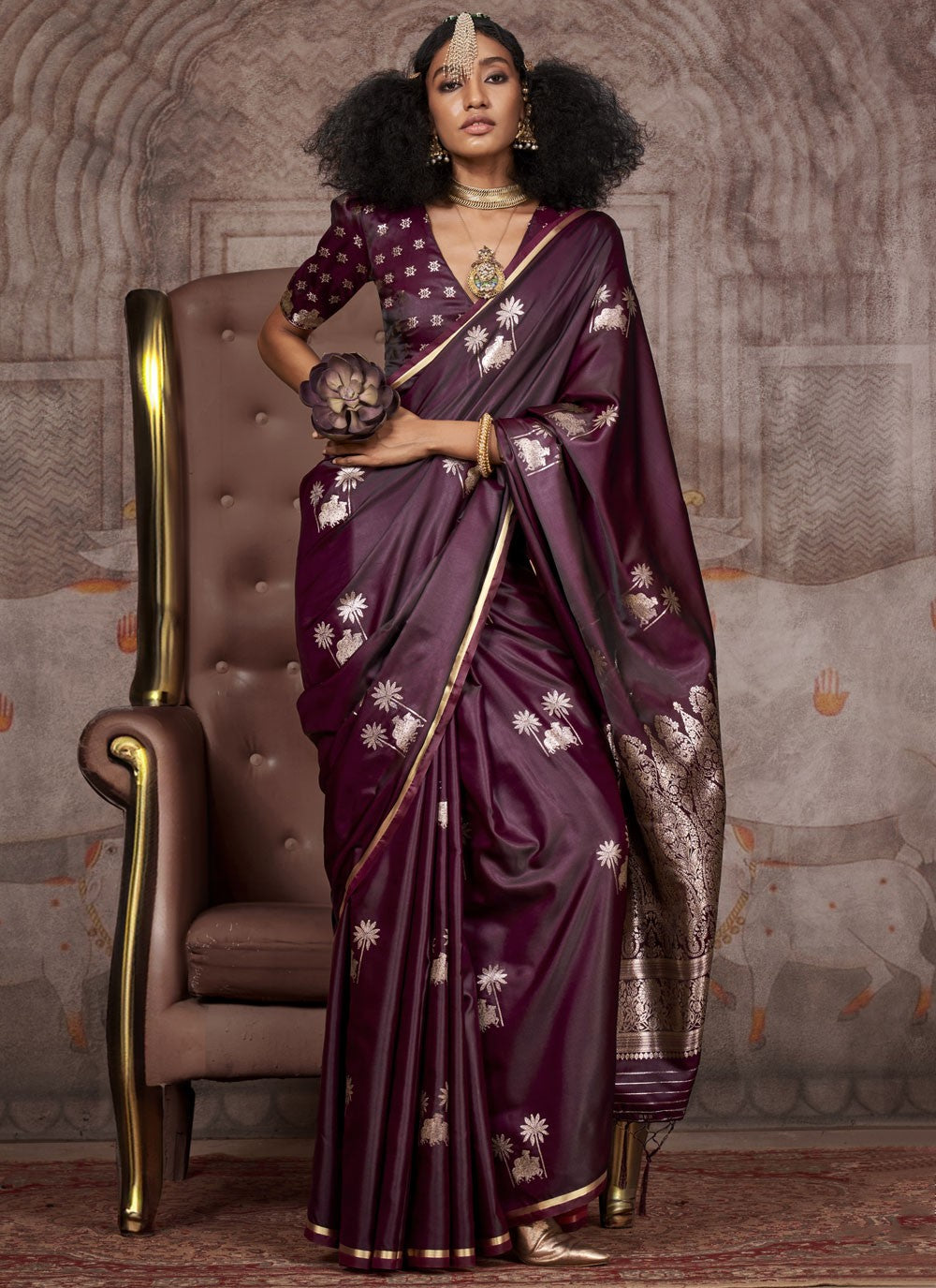 Classic Weaving Zari Satin Silk Saree - S9755