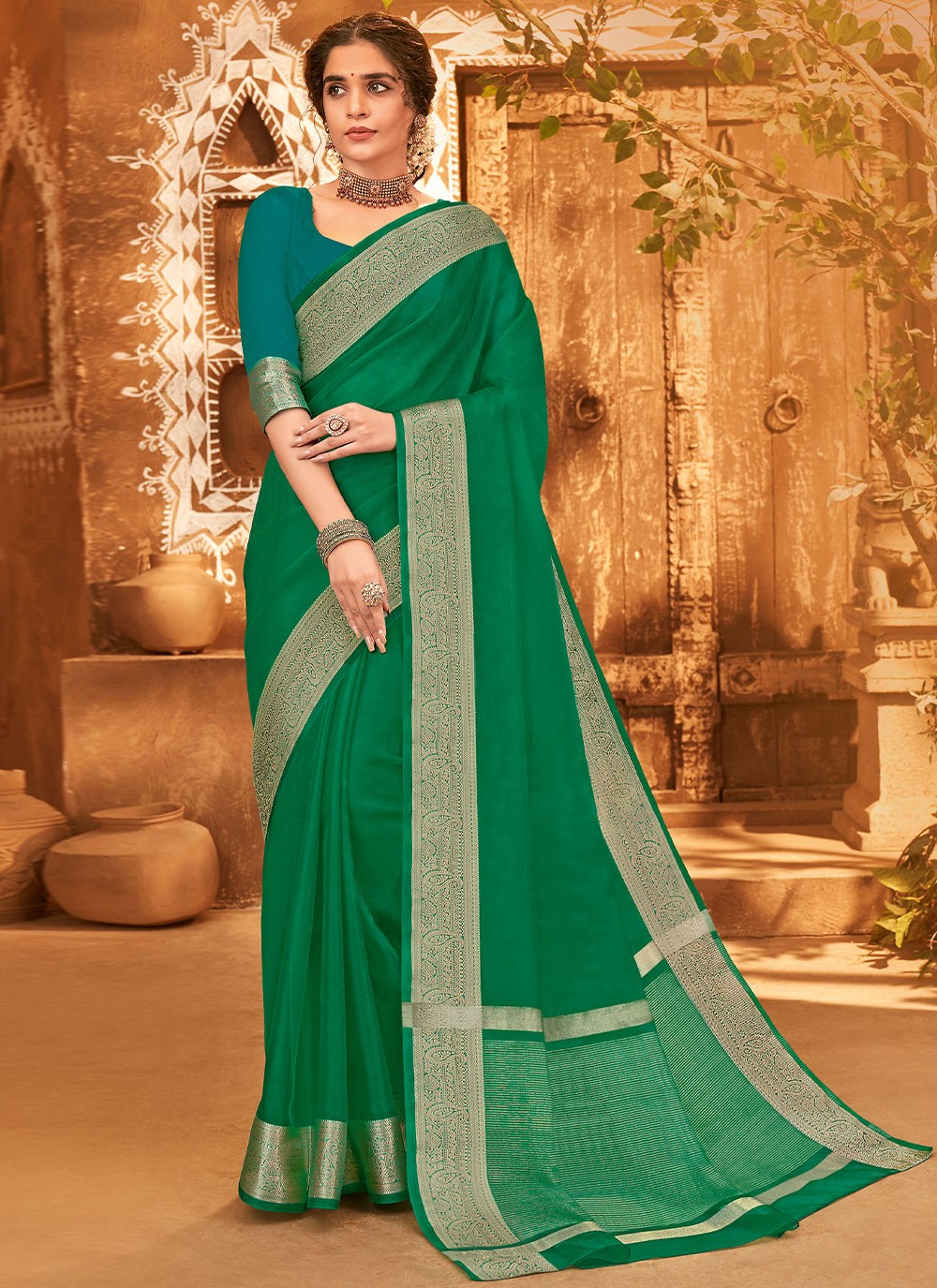 Classic Woven Organza Saree - S1343