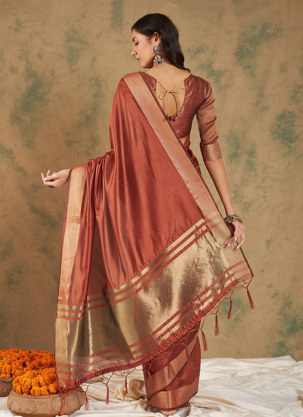 Traditional Woven Cotton , Organza Saree - S6987