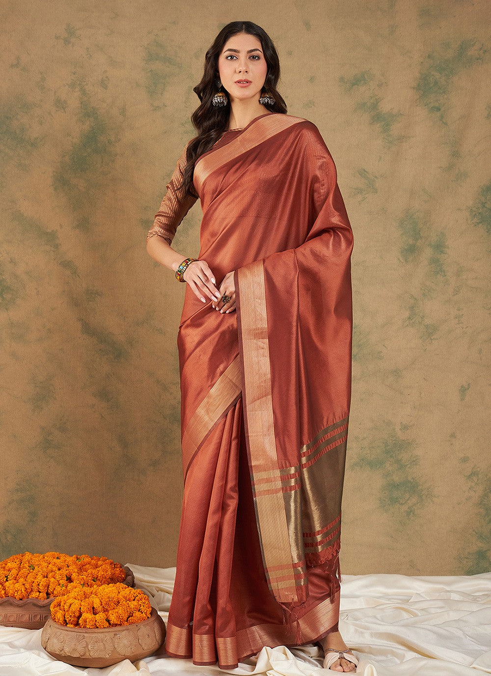 Traditional Woven Cotton , Organza Saree - S6987