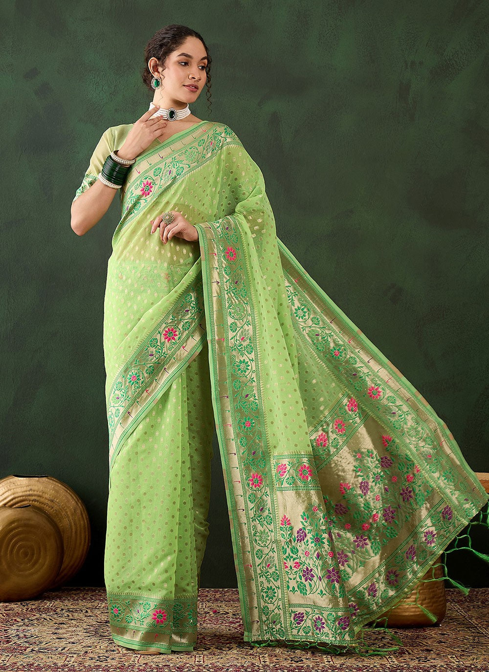 Contemporary Woven Cotton Saree - S8317