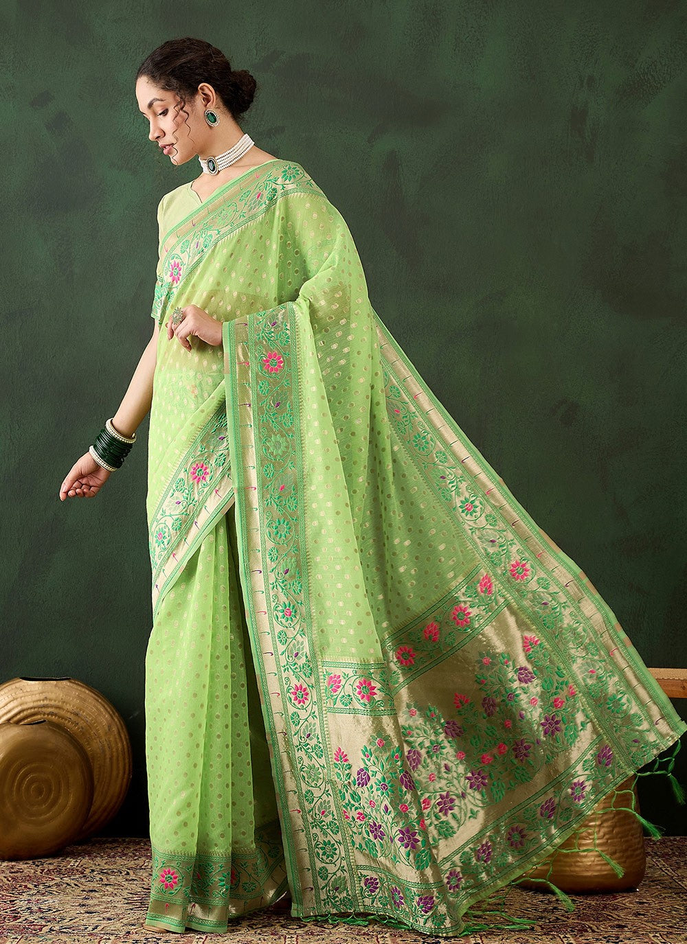 Contemporary Woven Cotton Saree - S8317