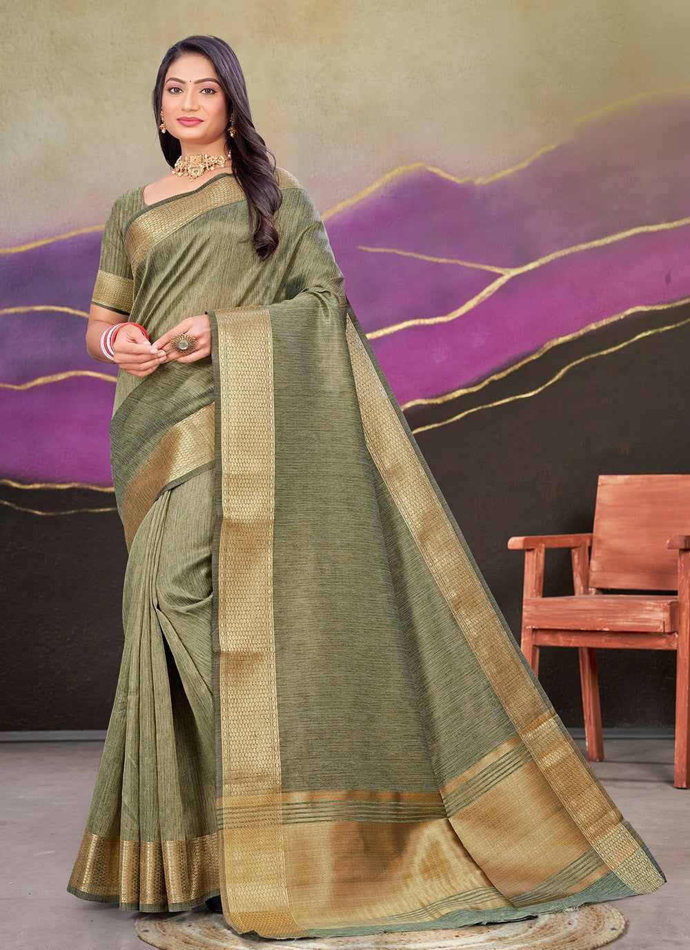 Trendy Woven Cotton Silk Saree - S8675