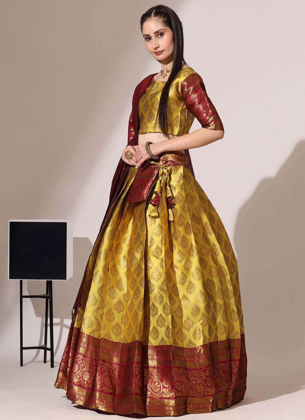 Woven Silk A - Line Lehenga - L2487