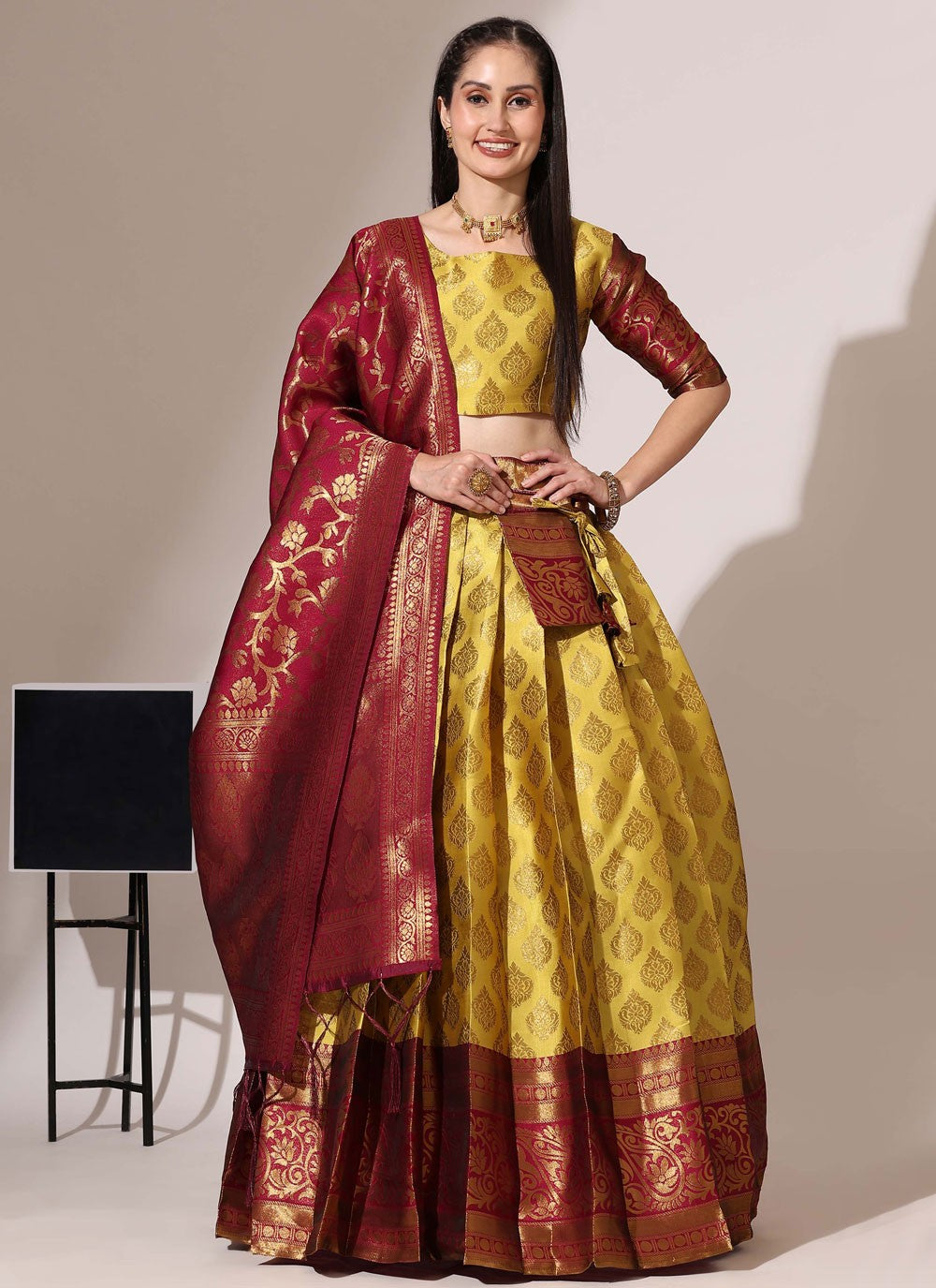 Woven Silk A - Line Lehenga - L2487