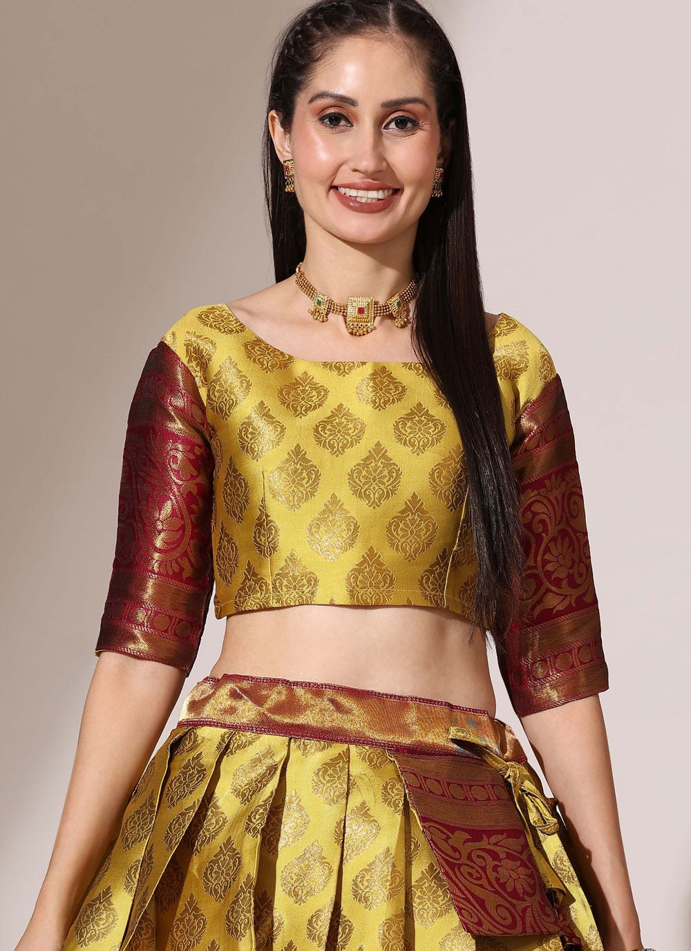 Woven Silk A - Line Lehenga - L2487