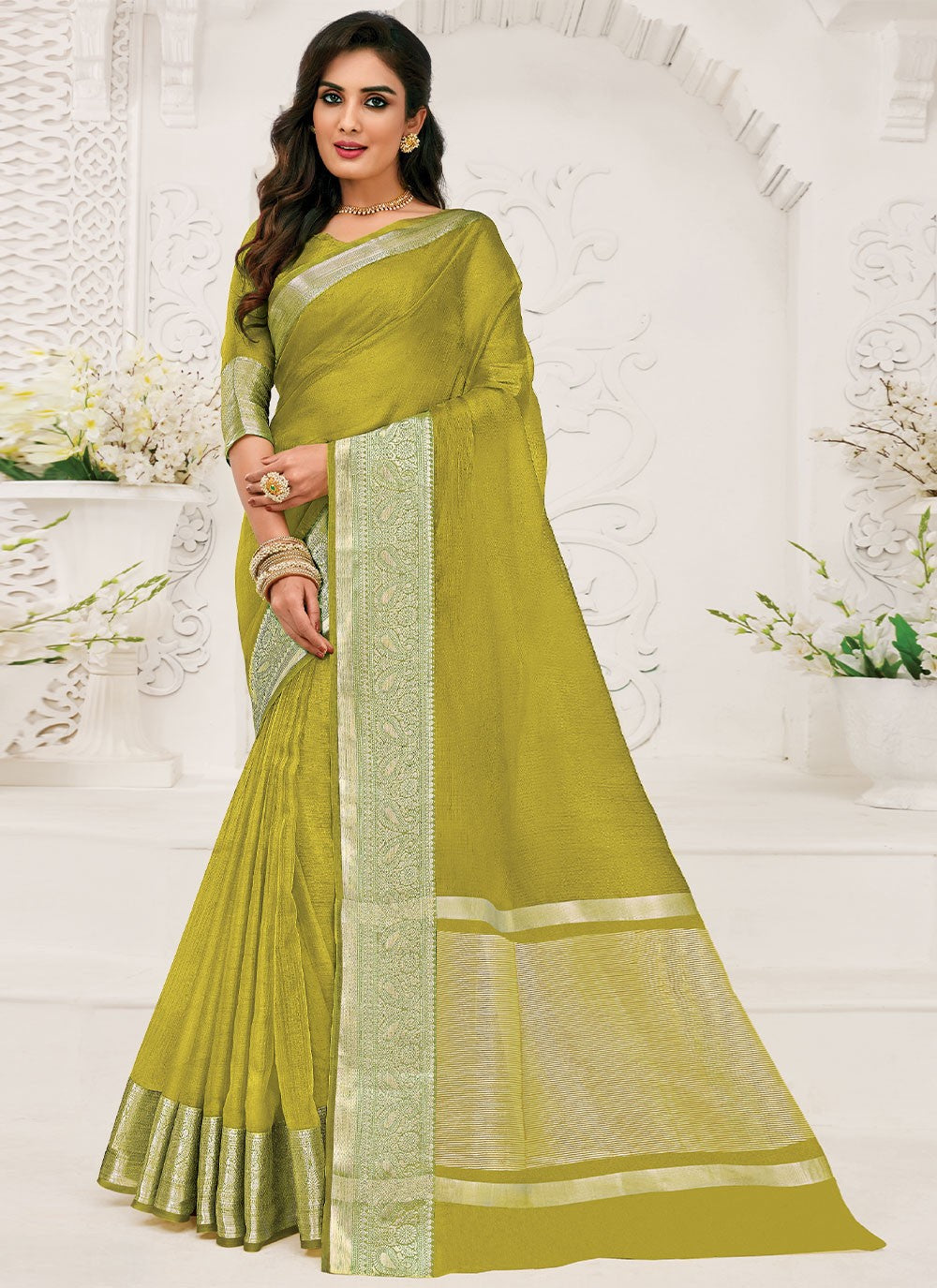 Classic Border Work Organza Saree - S1466