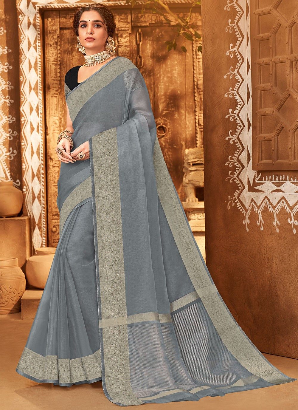 Classic Woven Organza Saree - S1343