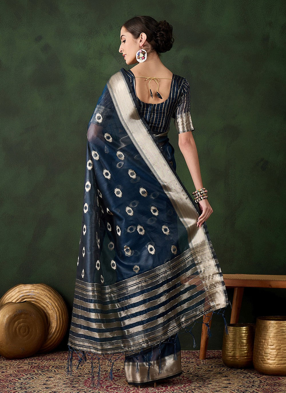 Classic Jacquard Work Khadi, Organza Saree - S10470