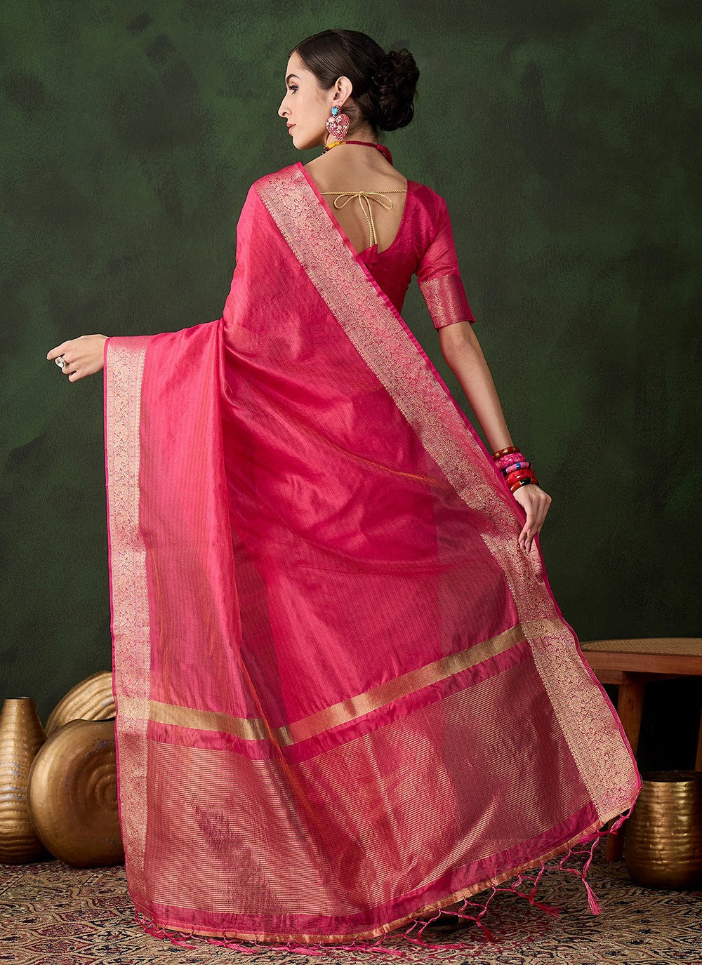 Trendy Jacquard Work Khadi, Organza Saree - S10491