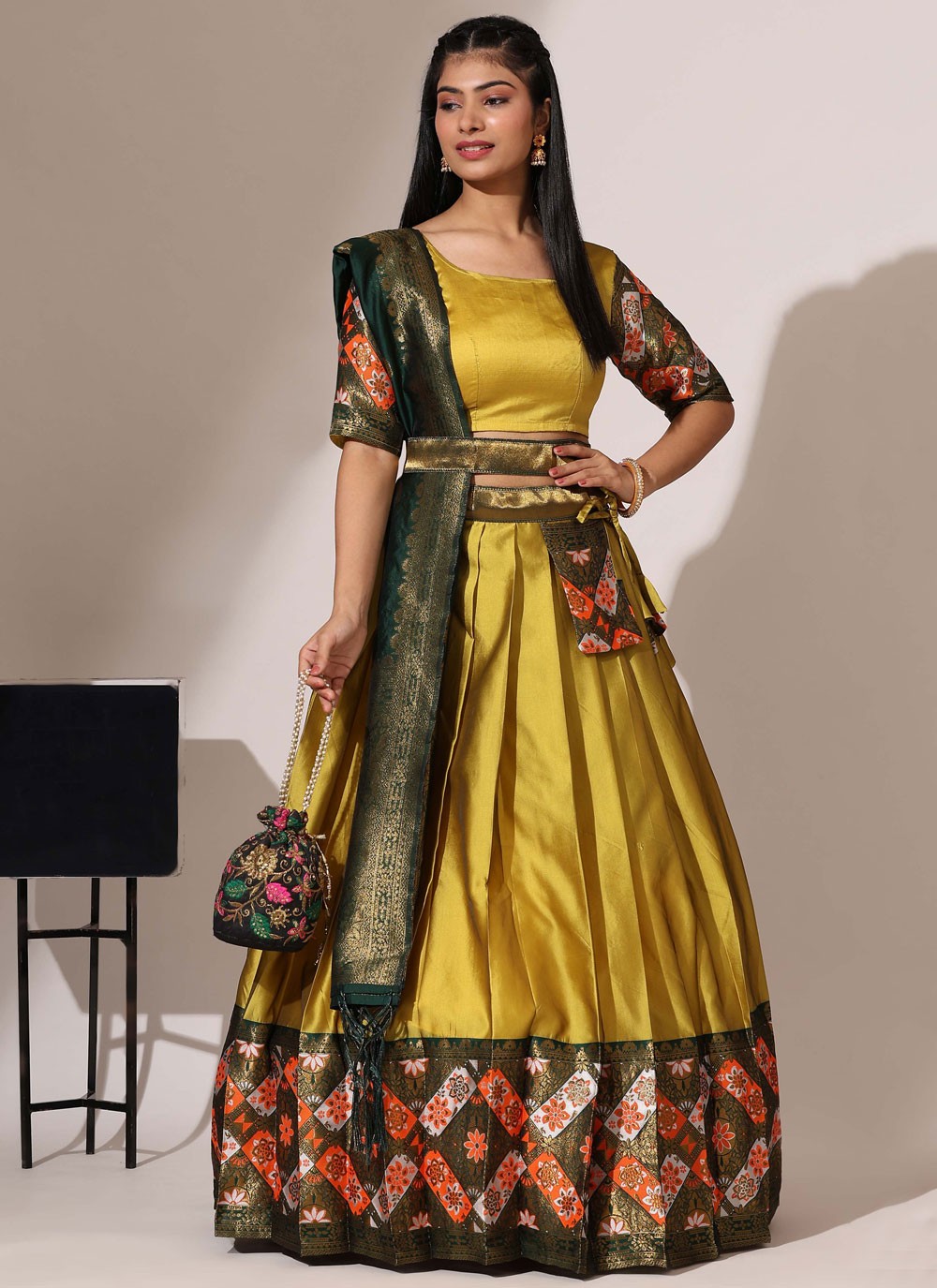 Woven Silk A - Line Lehenga - L2482