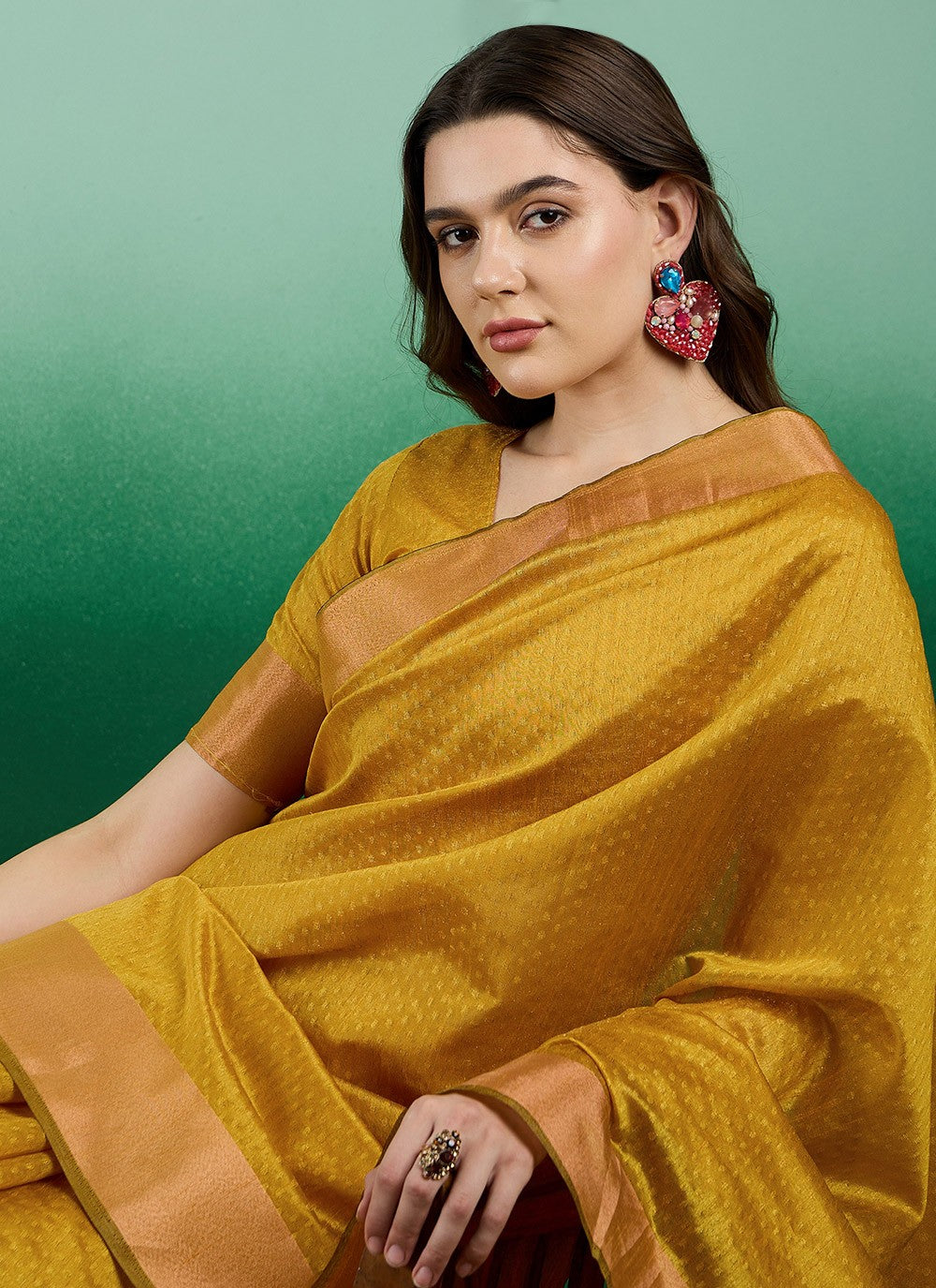 Casual Woven Khadi, Organza Saree - S7198