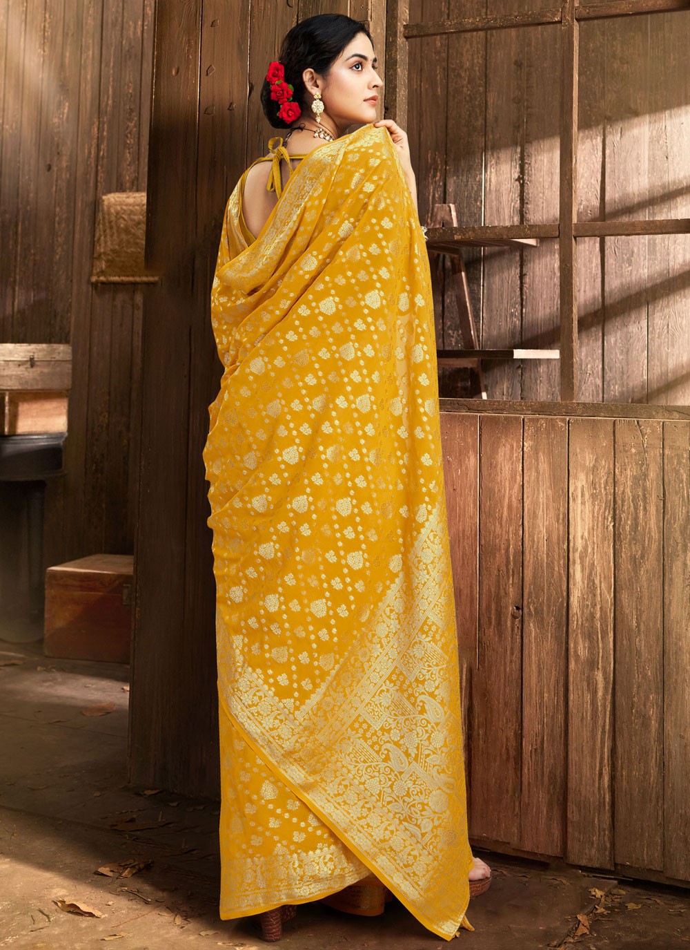 Classic Woven Georgette Saree - S9092