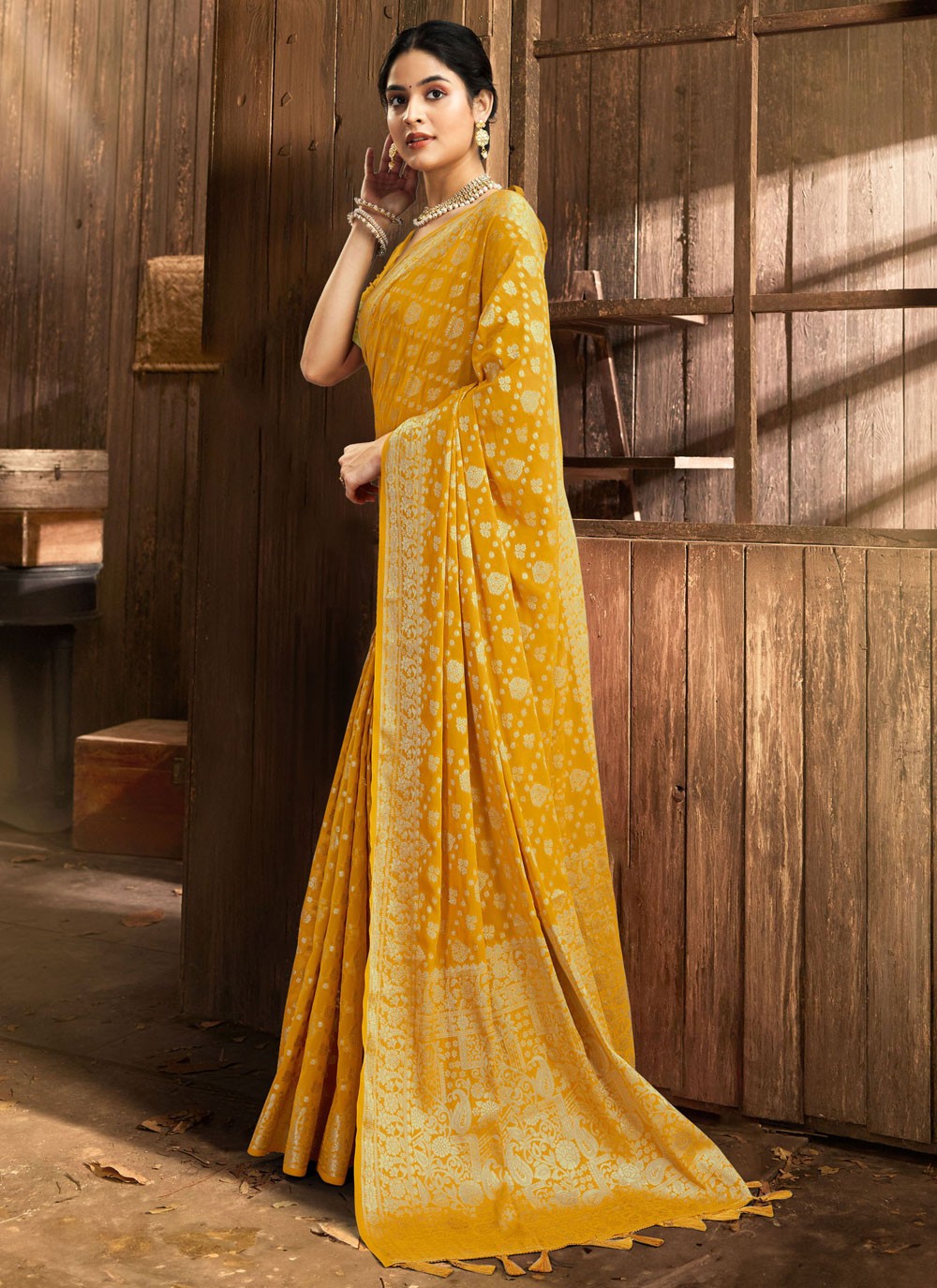 Classic Woven Georgette Saree - S9092