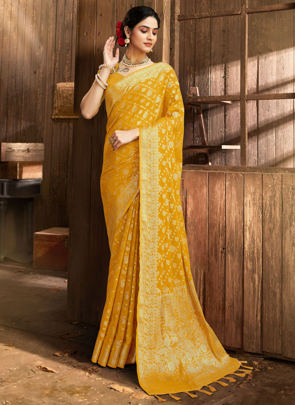 Classic Woven Georgette Saree - S9092