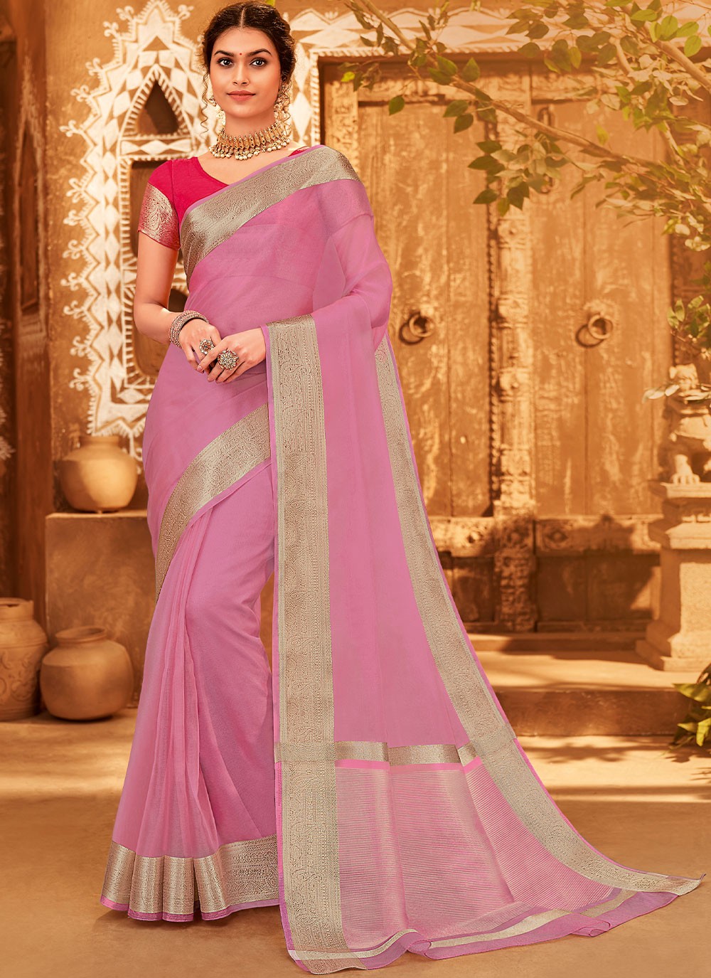 Classic Woven Organza Saree - S1343