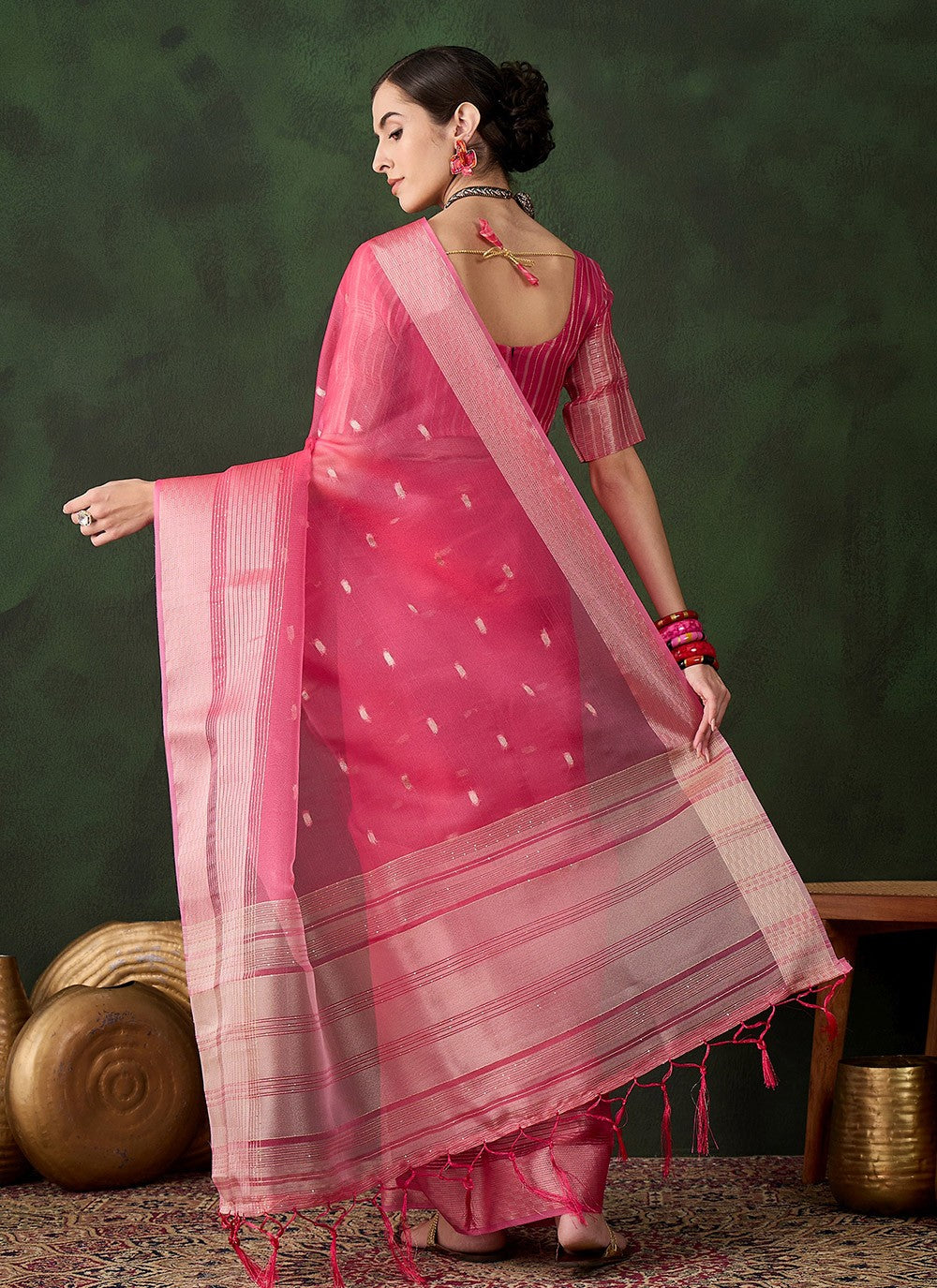 Trendy Woven Khadi, Organza Saree - S10452