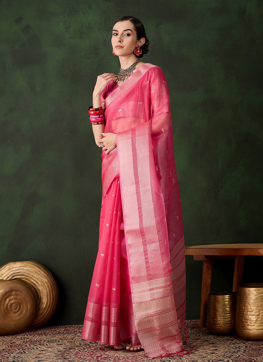 Trendy Woven Khadi, Organza Saree - S10452