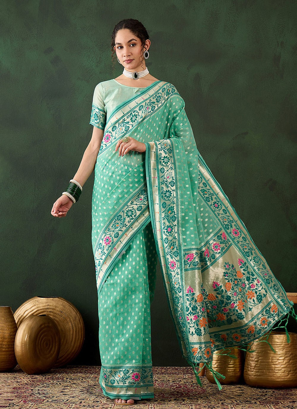 Contemporary Woven Cotton Saree - S8317