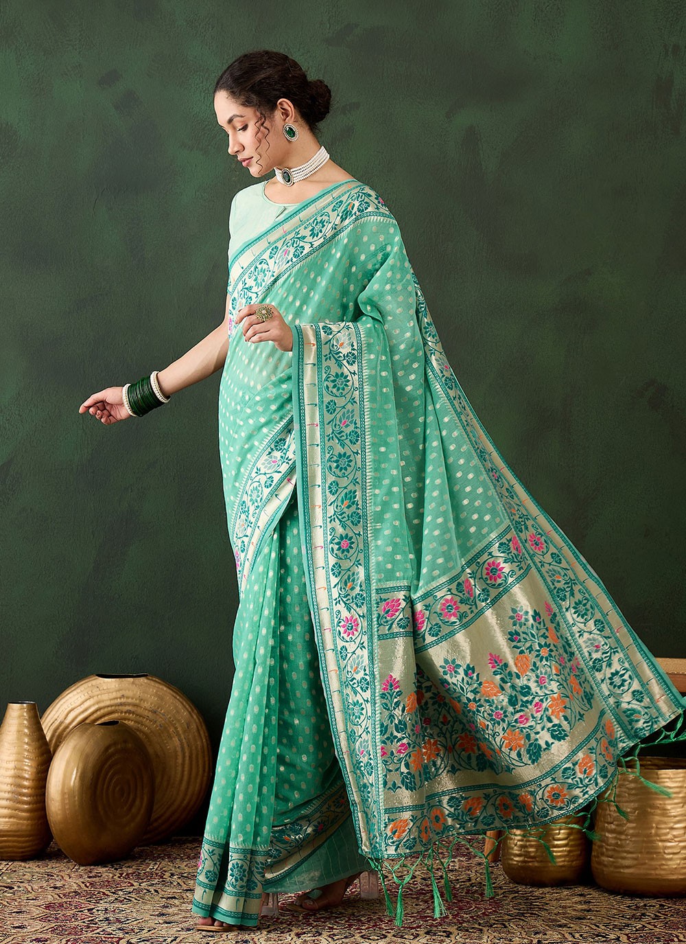 Contemporary Woven Cotton Saree - S8317