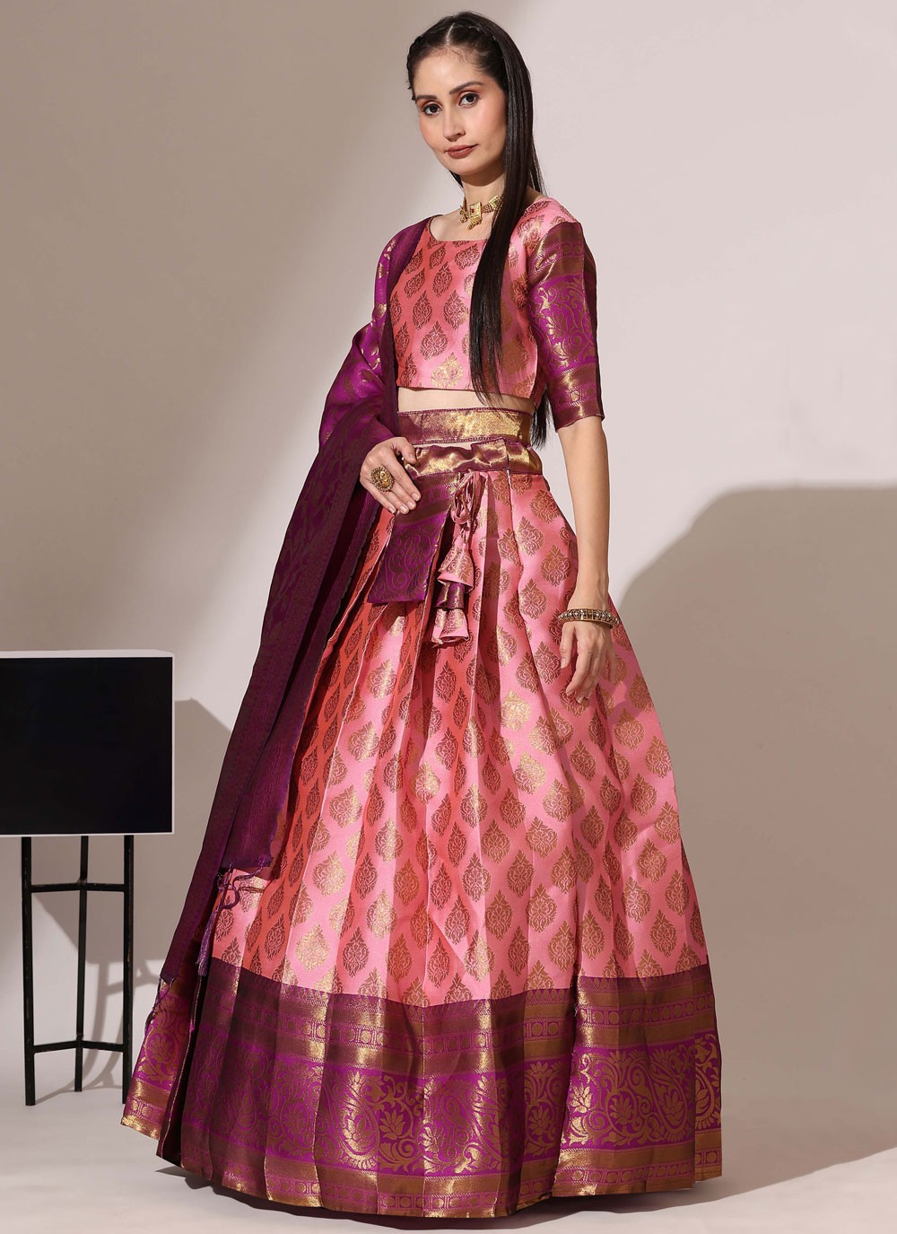 Woven Silk A - Line Lehenga - L2487