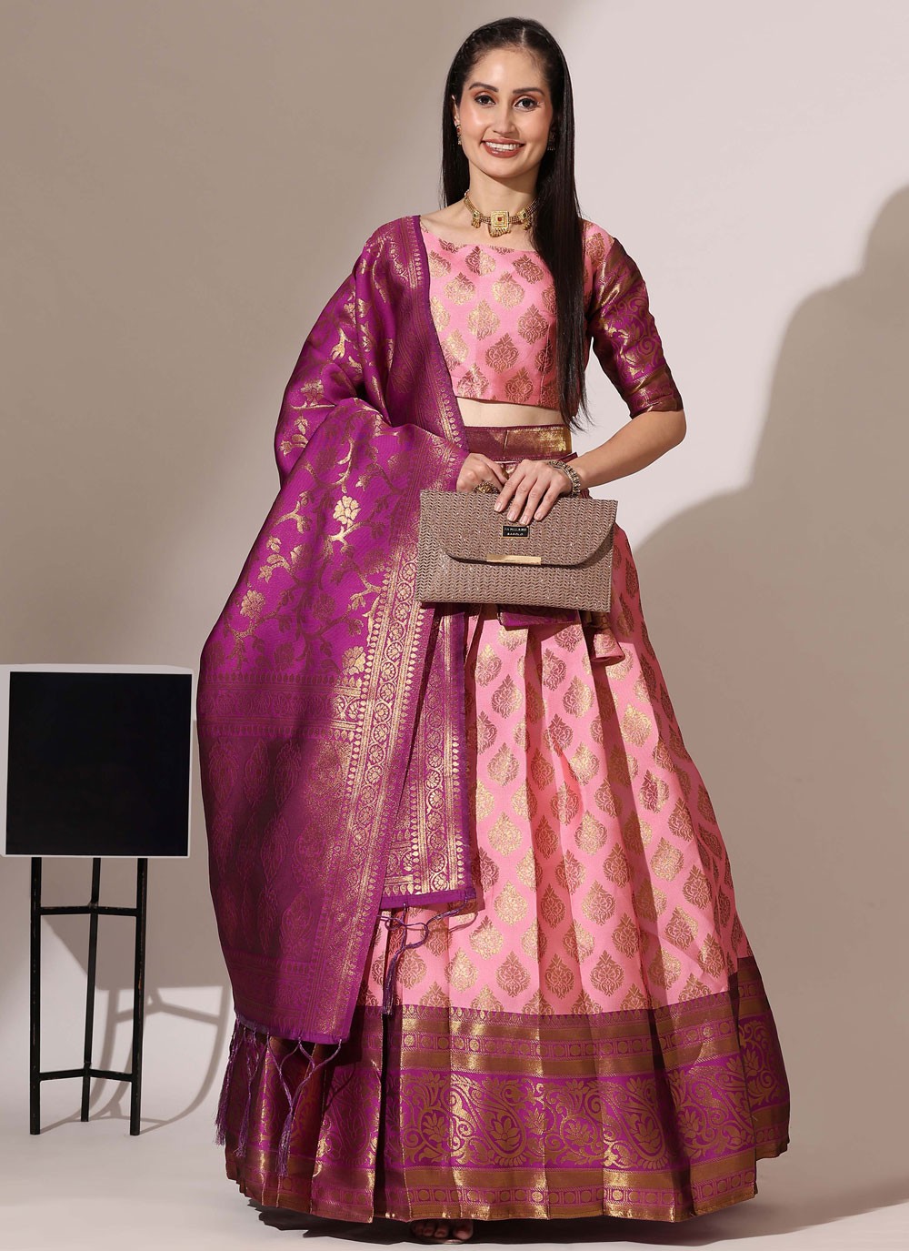 Woven Silk A - Line Lehenga - L2487