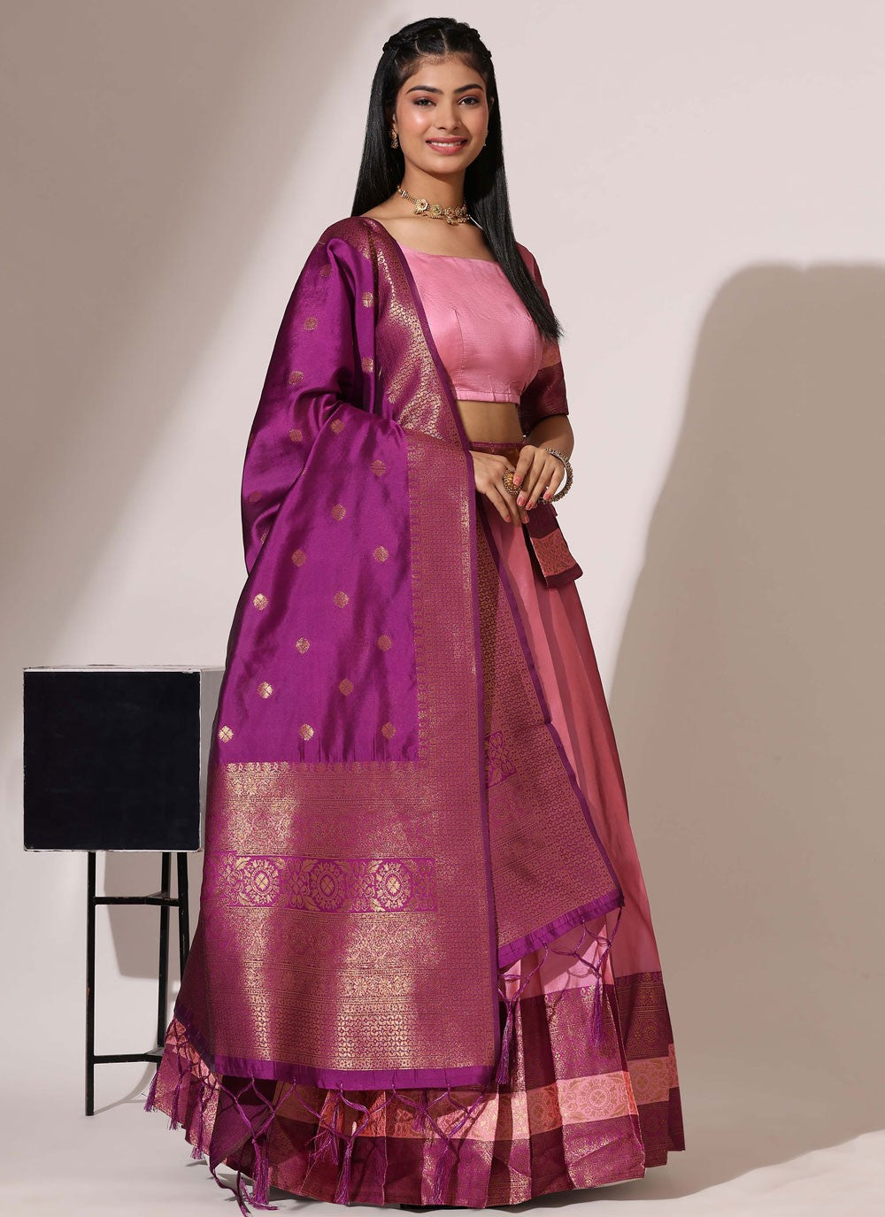 Woven Silk A - Line Lehenga - L2509