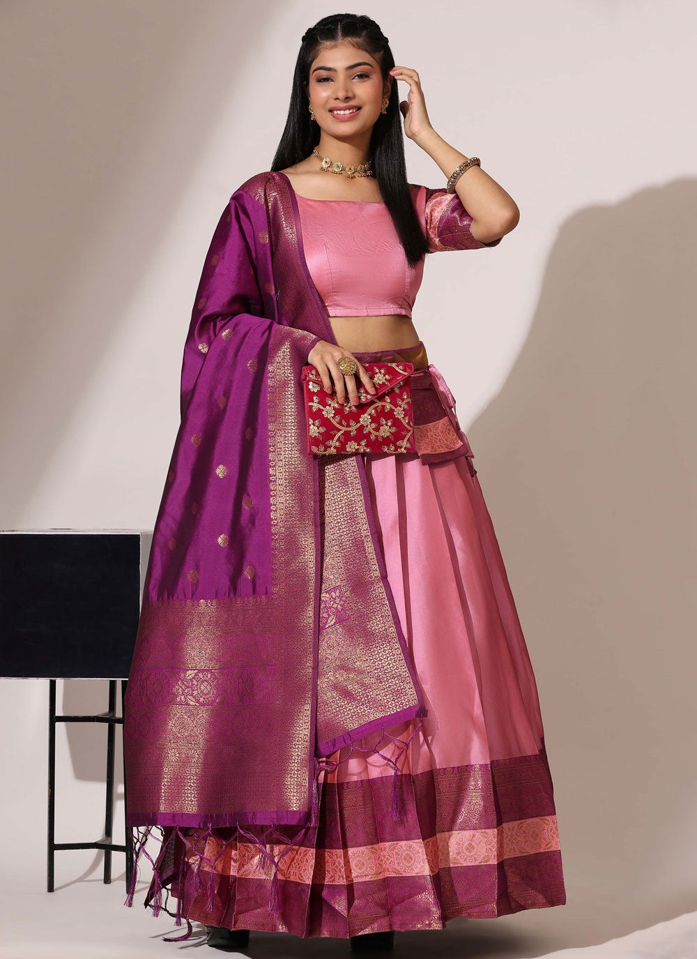 Woven Silk A - Line Lehenga - L2509