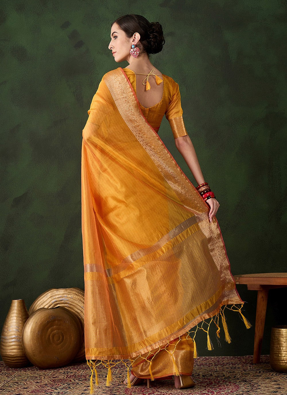 Trendy Jacquard Work Khadi, Organza Saree - S10491