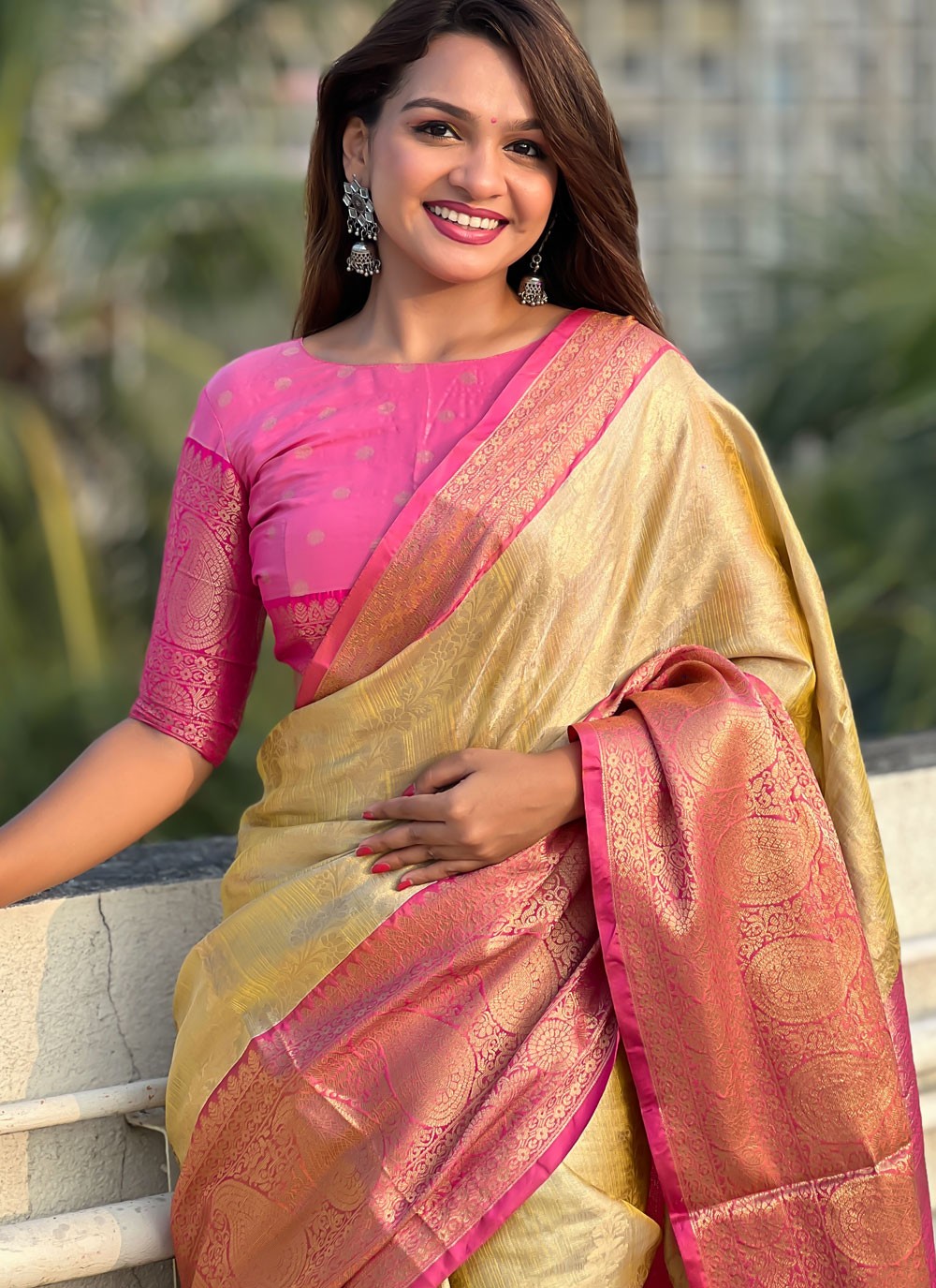 Classic Woven Silk, Tissue Saree - S9052