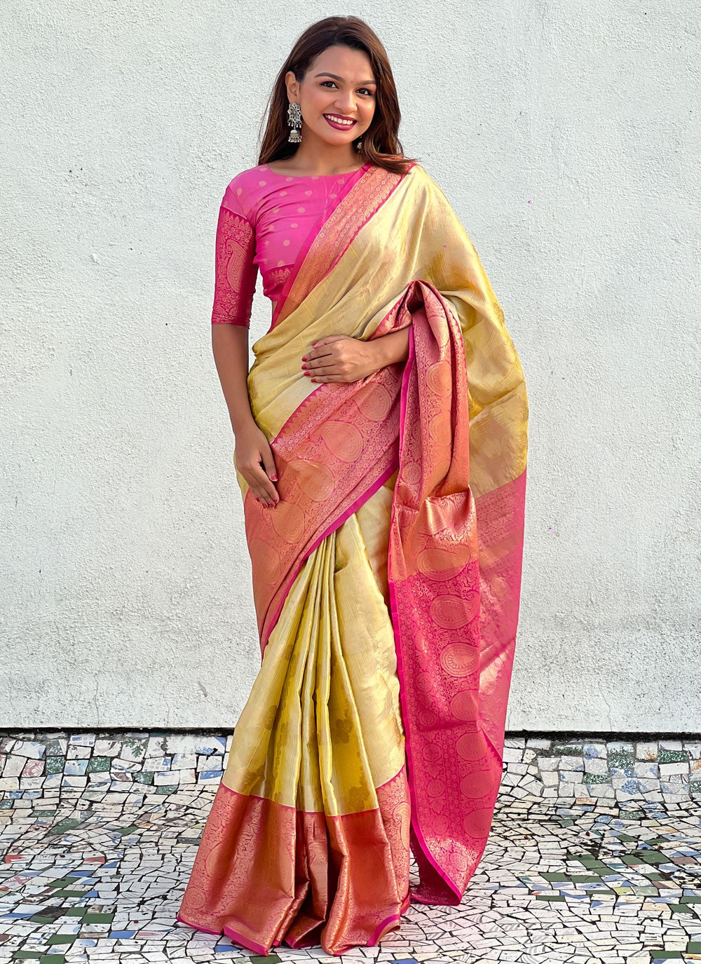 Classic Woven Silk, Tissue Saree - S9052