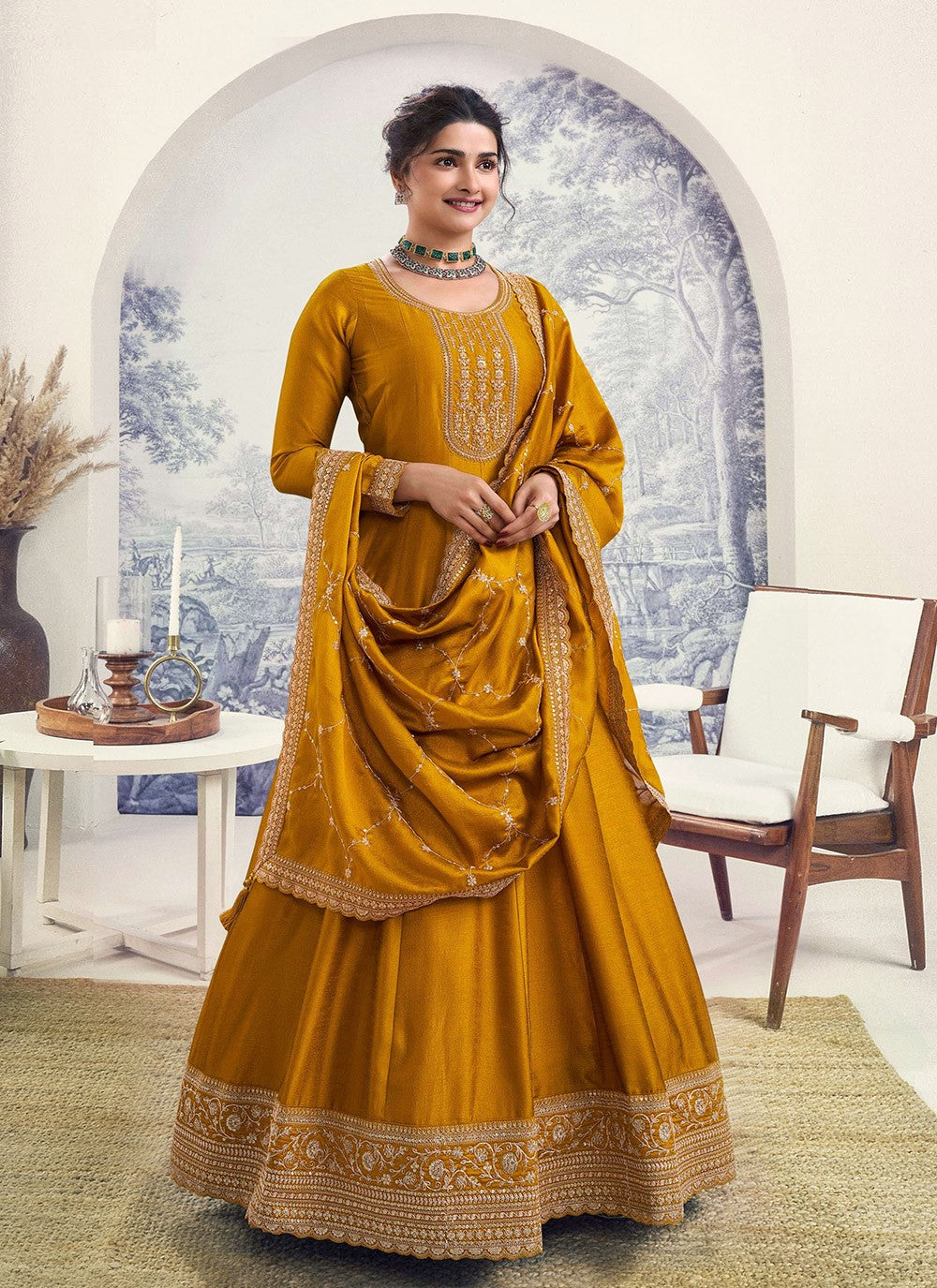 Georgette, Silk Anarkali - T2592