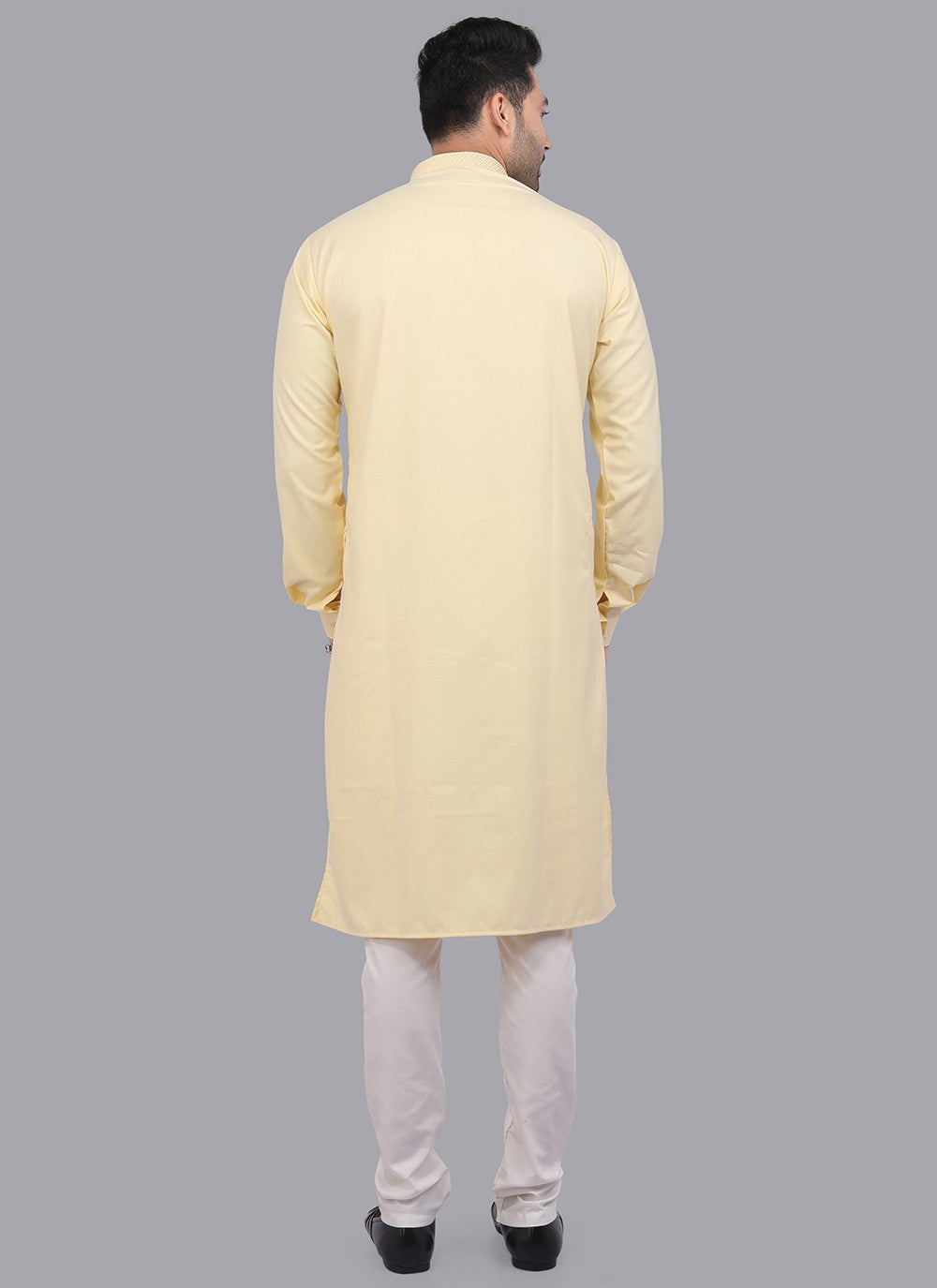 Plain Art Silk Yellow Kurta Pyjama - M6722