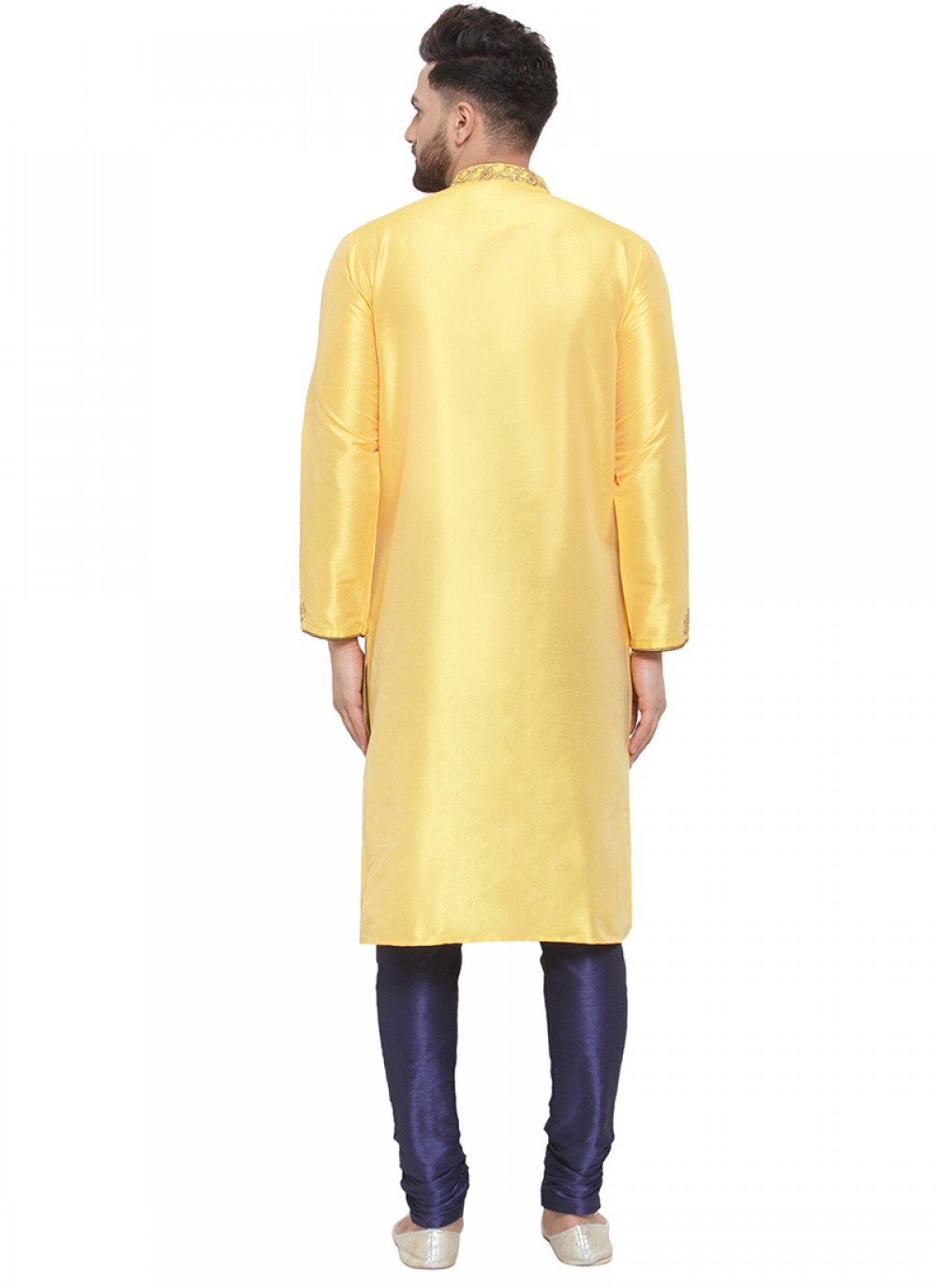 Embroidered Art Silk Yellow Kurta Pyjama - M1389