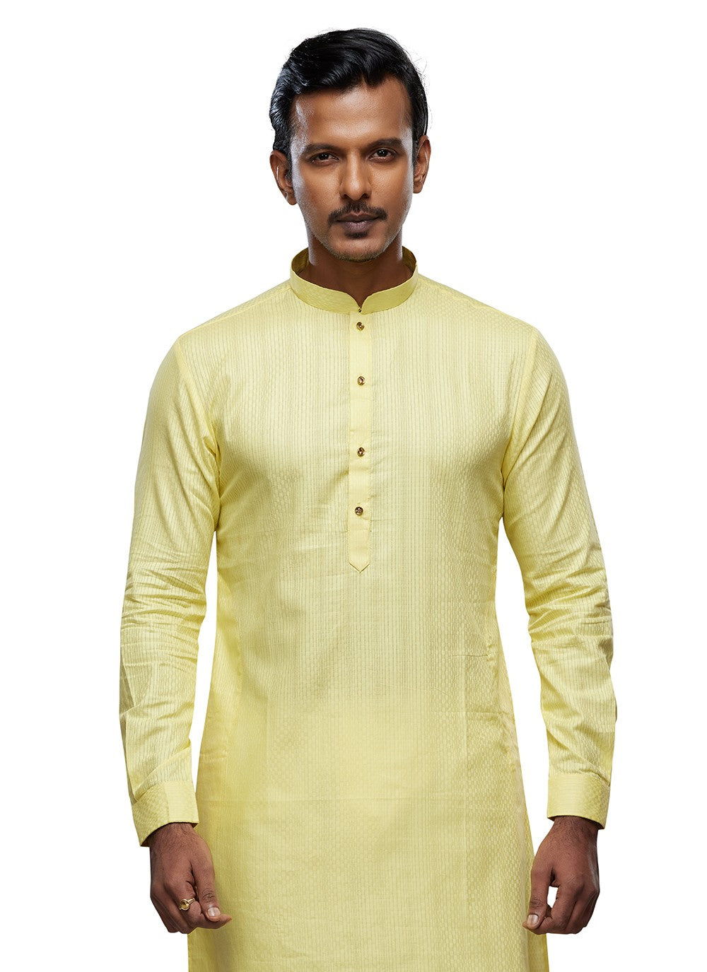 Printed Art Silk Yellow Kurta Pyjama - M6761