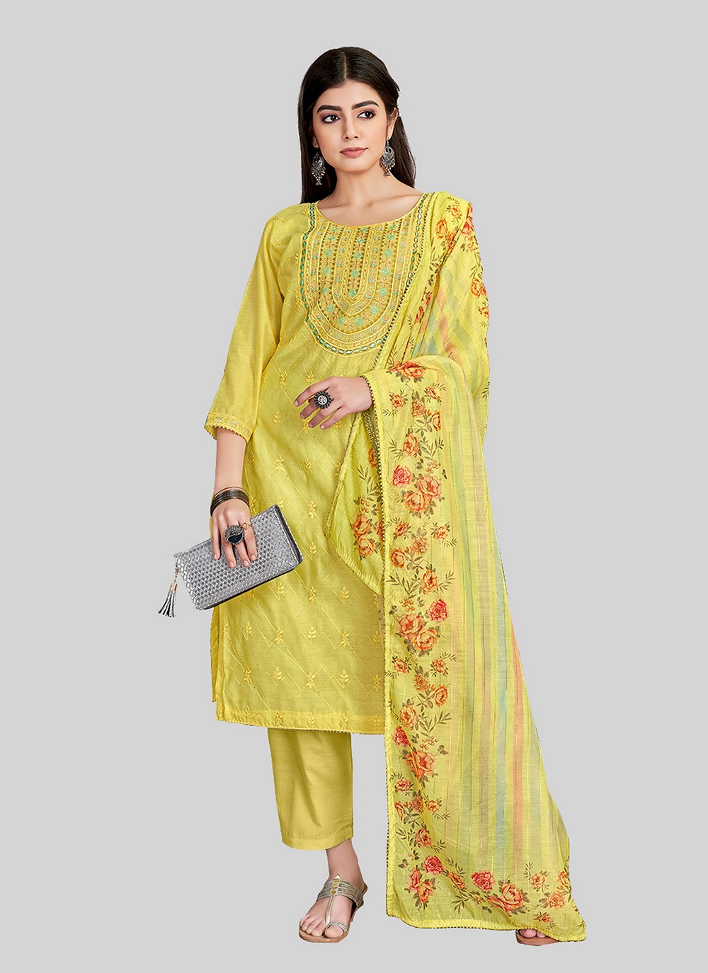 Chanderi Silk Pant Style Suit - T2512