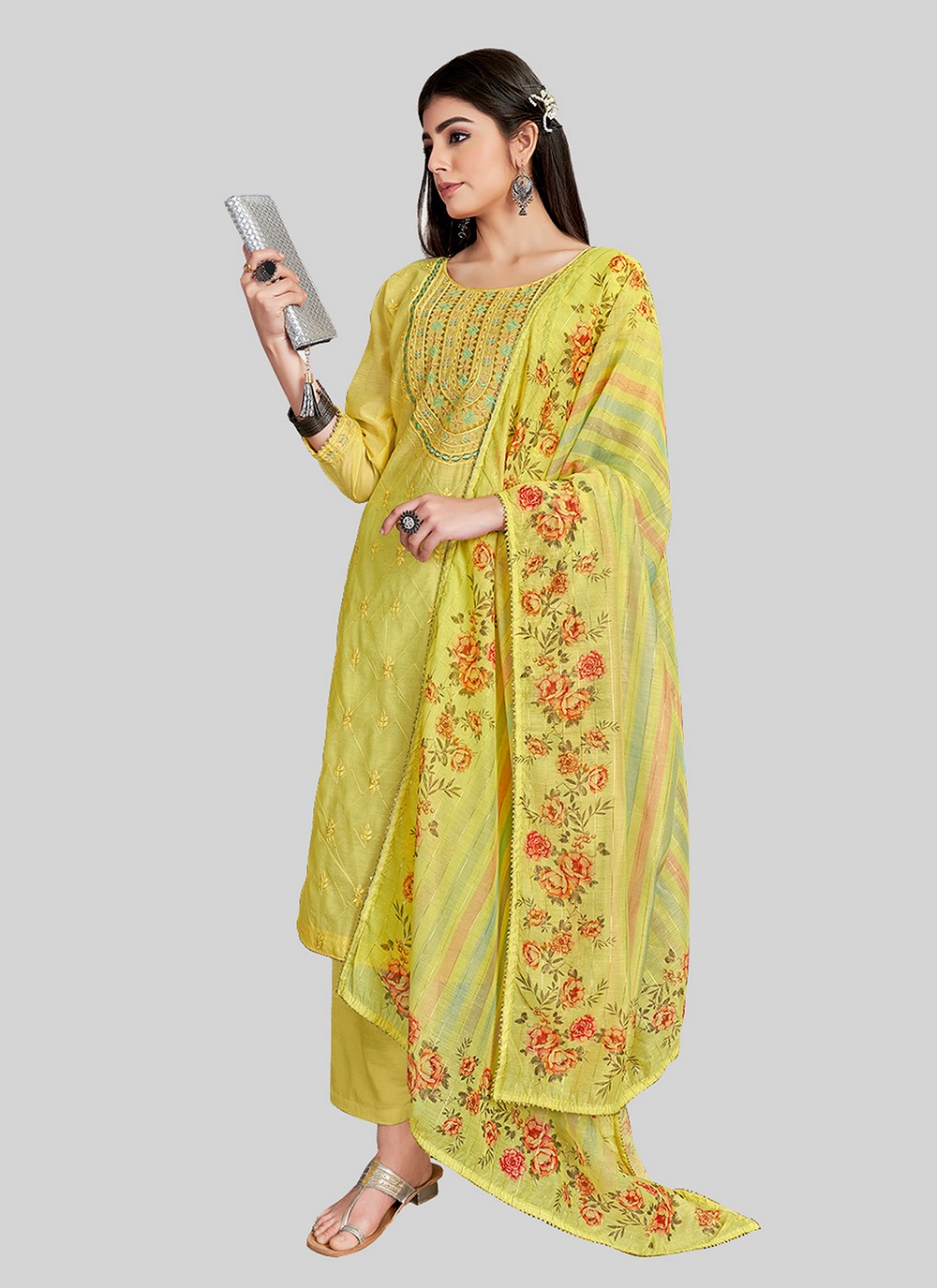 Chanderi Silk Pant Style Suit - T2512