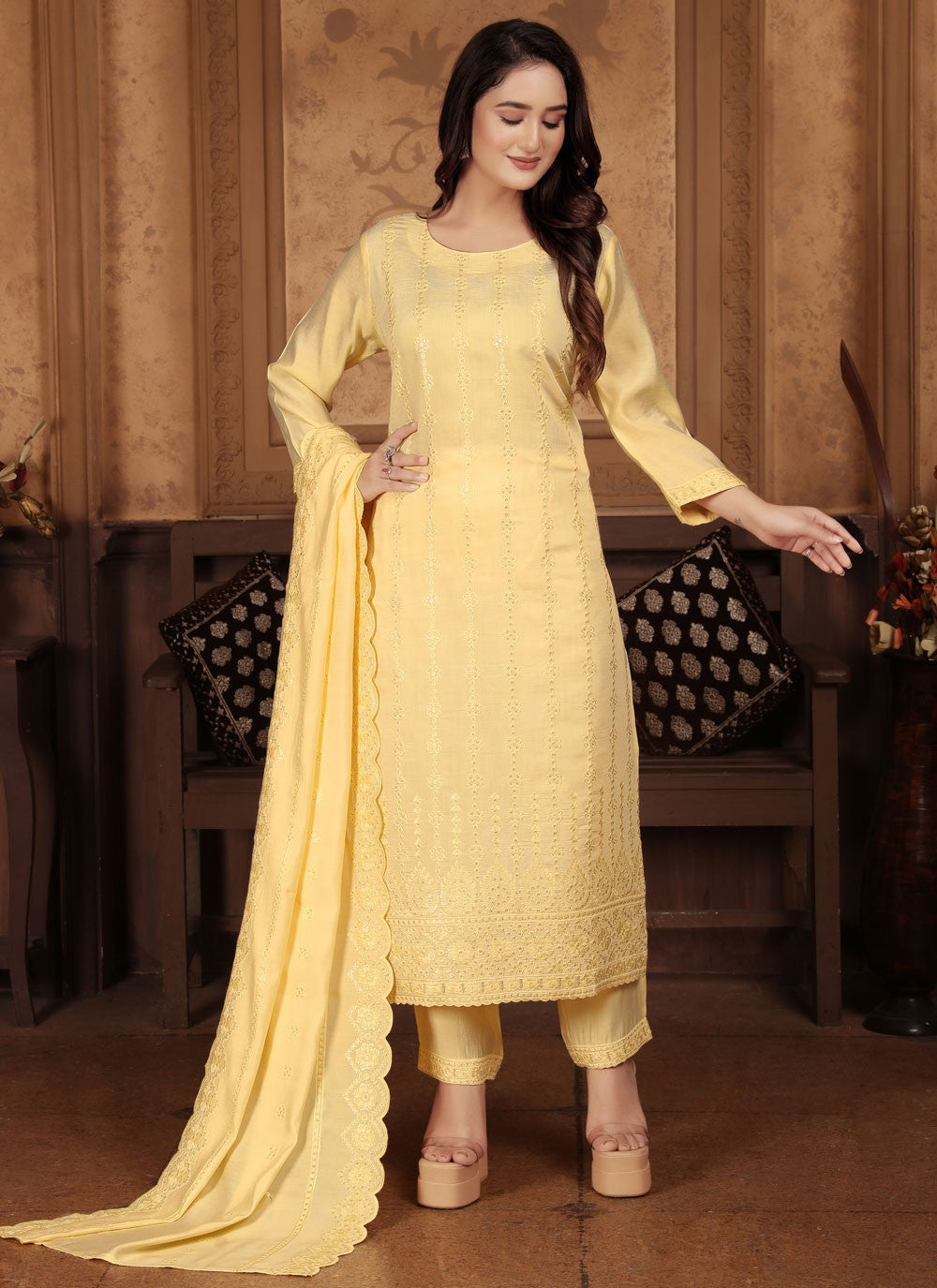 Chanderi Salwar Suit - T3775