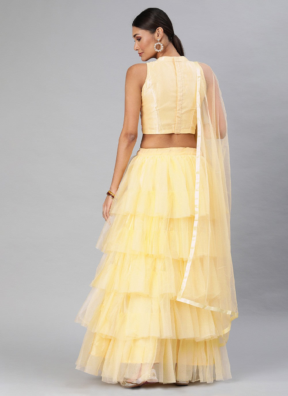 Ruffle Net A - Line Lehenga - L1118