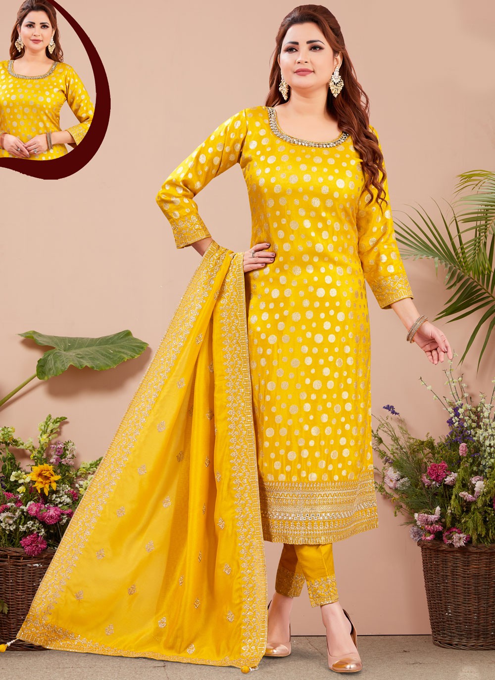 Embroidered Silk Salwar Suit - T4372