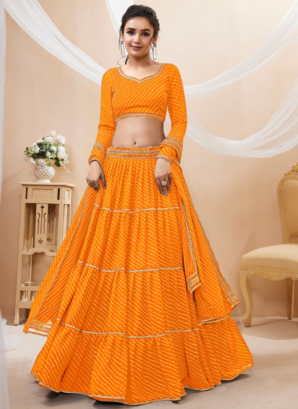 Lace Georgette A - Line Lehenga - L1880