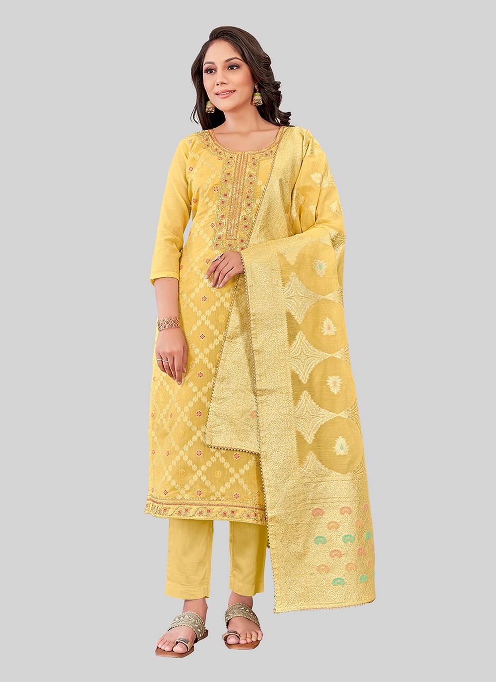 Chanderi Silk Pant Style Suit - T2505