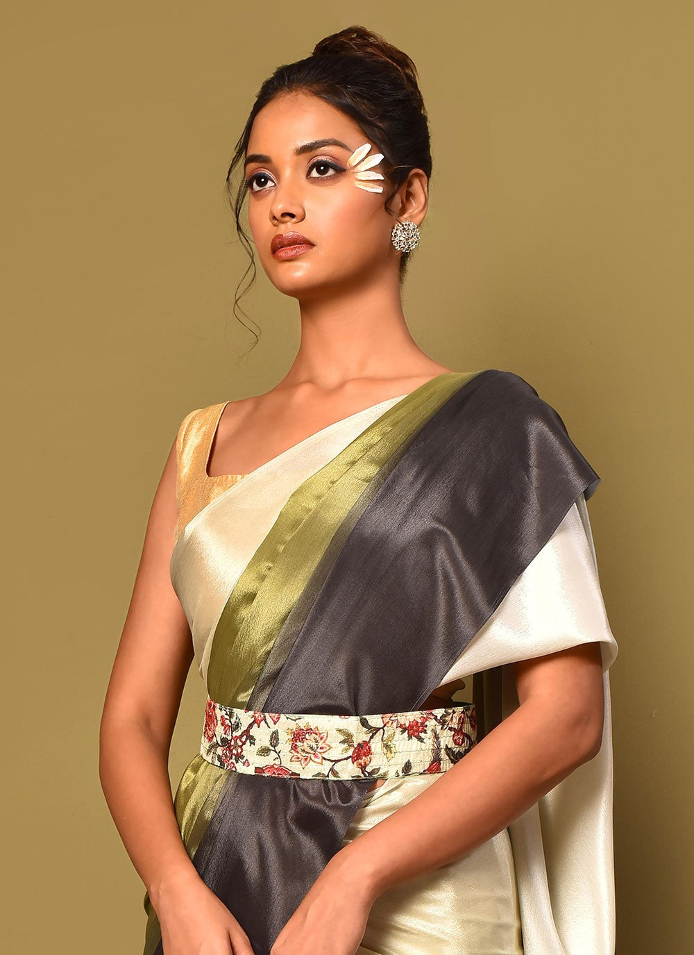 Trendy Plain Chinon Saree - S3000