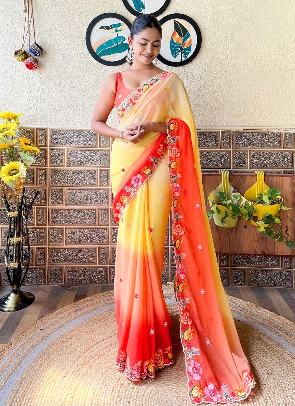 Contemporary Embroidered Georgette Saree - S8512