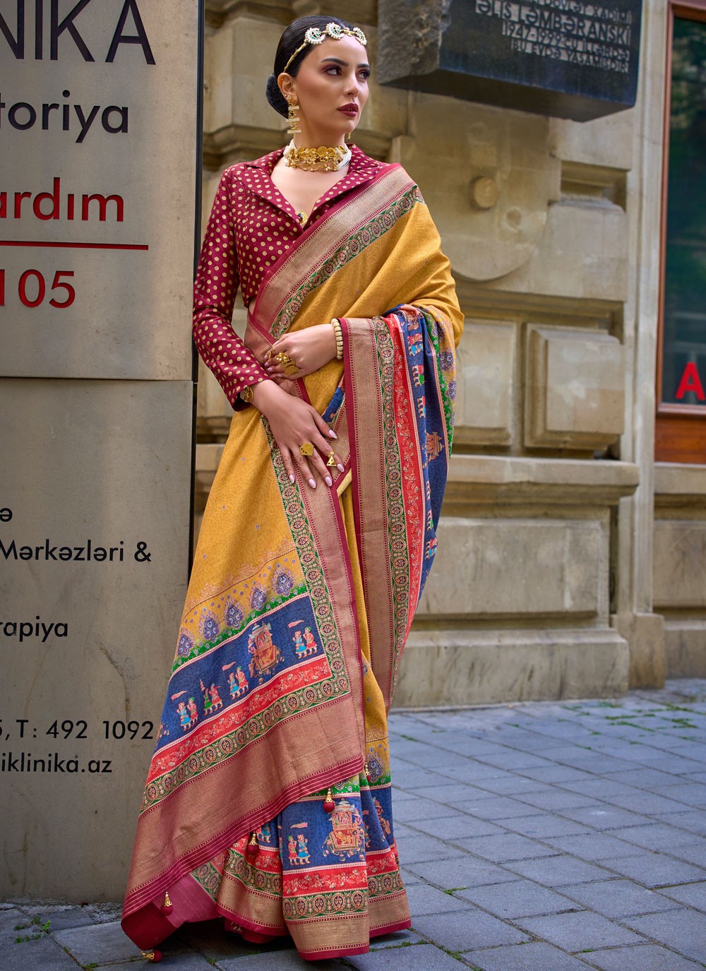 Foliage Prints Silk Saree - S11931