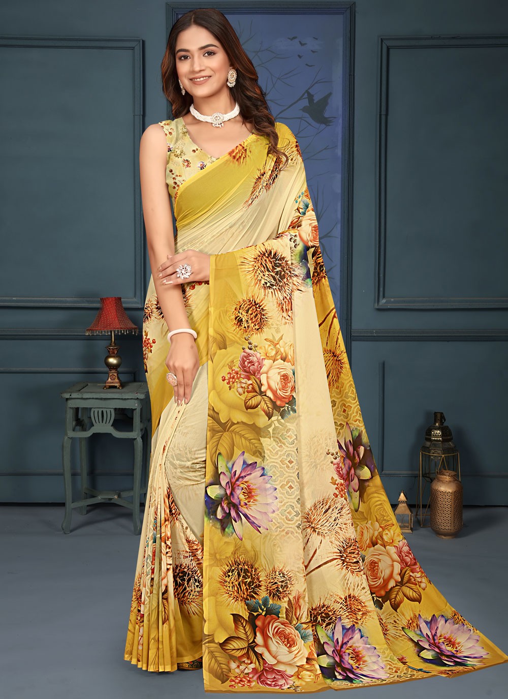 Classic Digital Print Weight Less Saree - S9171