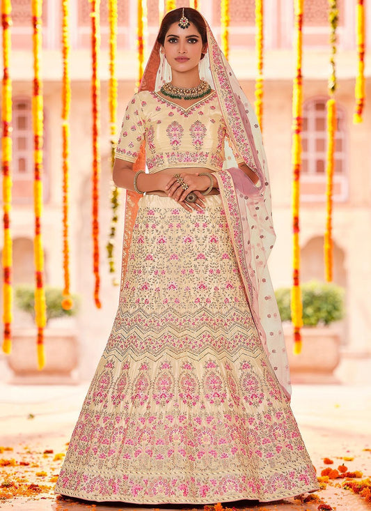 Patch Border Pure Crepe A - Line Lehenga - L0337